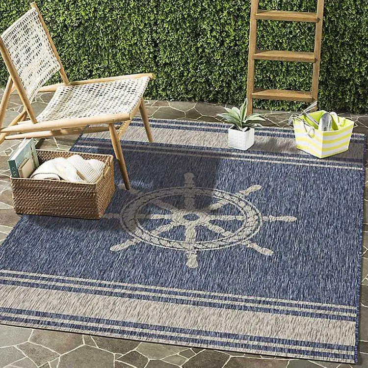 Outdoor Rugs-Kirklands Home Captiva Nautical Helm Outdoor Area Rug, 7x9