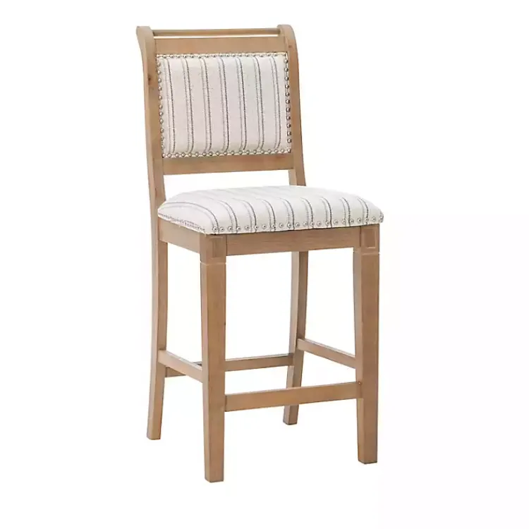 Bar Stools & Counter Height Stools-Kirklands Home Emma Gray Counter Stool with Nailhead Trim
