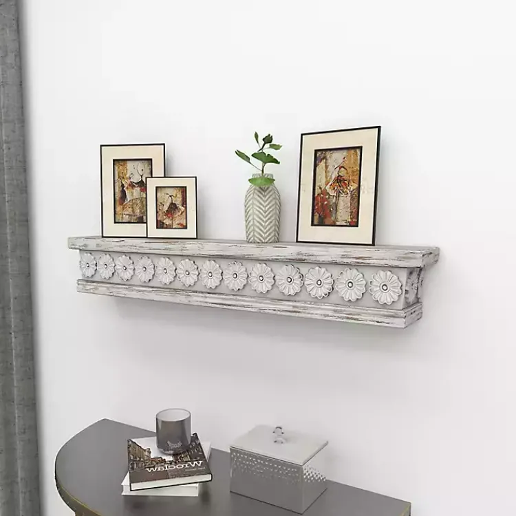 Shelves-Kirklands Home Ornate Farmhouse Wooden Wall Shelf, 36 in.