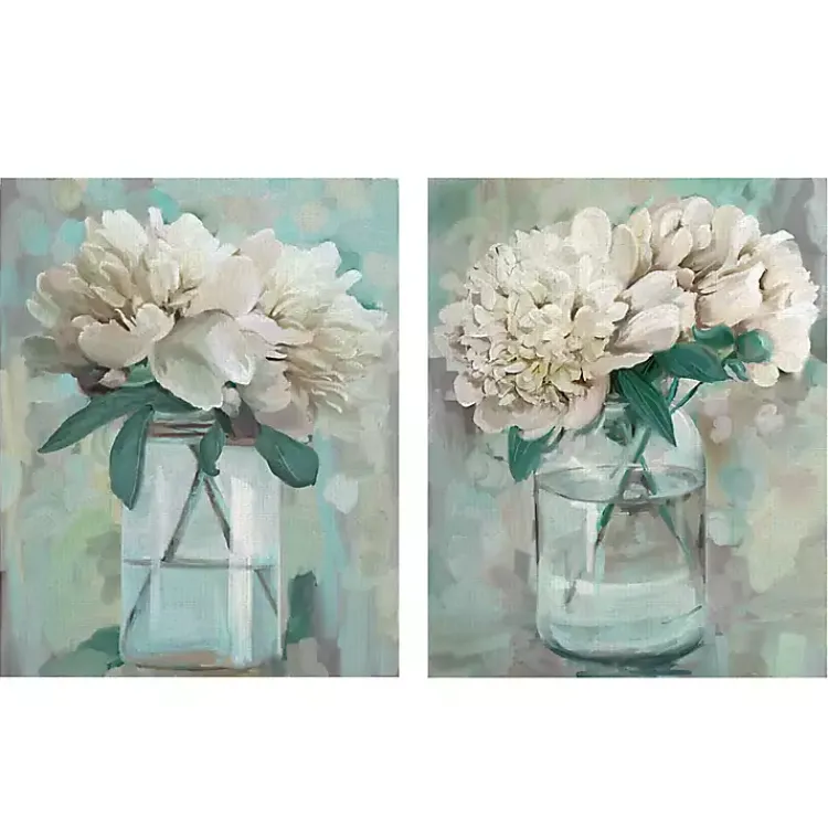Canvas Art-Kirklands Home Farmhouse Peonies Canvas Art Prints, Set of 2