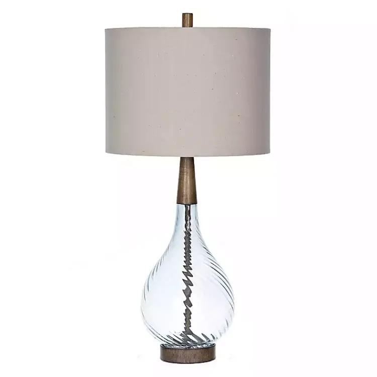 Table Lamps-Kirklands Home Dusty Gray Blue Nora Glass Table Lamp Ivory