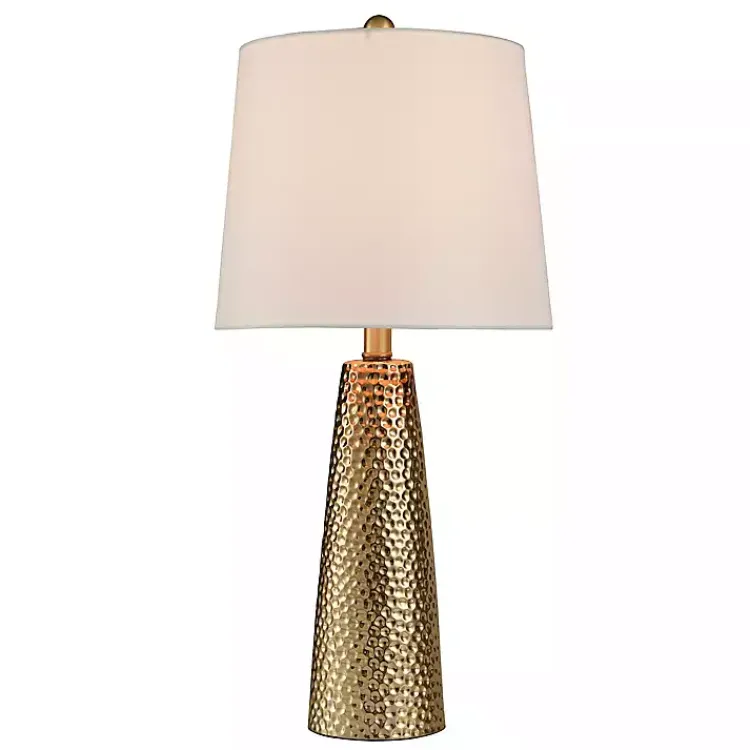 Table Lamps-Kirklands Home Bronze Hammered Table Lamp White