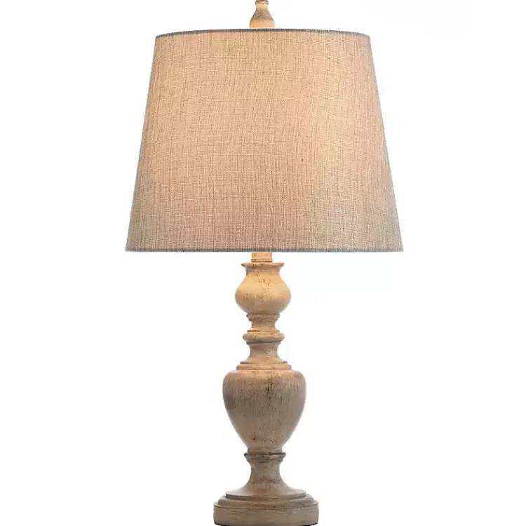 Table Lamps-Kirklands Home Distressed and Cream Table Lamp Gray