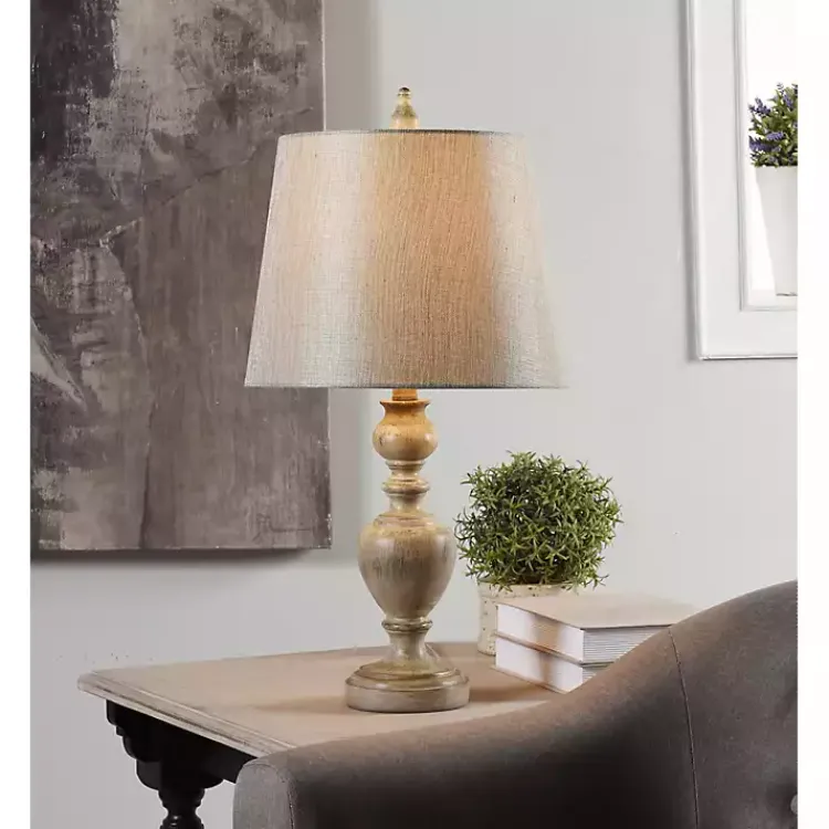 Table Lamps-Kirklands Home Distressed and Cream Table Lamp Gray