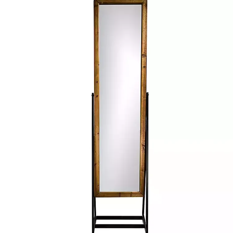 Full Length & Floor Mirrors-Kirklands Home Full Length Wood and Metal Wall Mirror with Stand