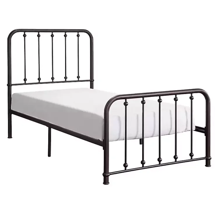 Beds & Headboards-Kirklands Home Metal Slat Bronze Twin Platform Bed Black