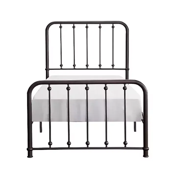 Beds & Headboards-Kirklands Home Metal Slat Bronze Twin Platform Bed Black