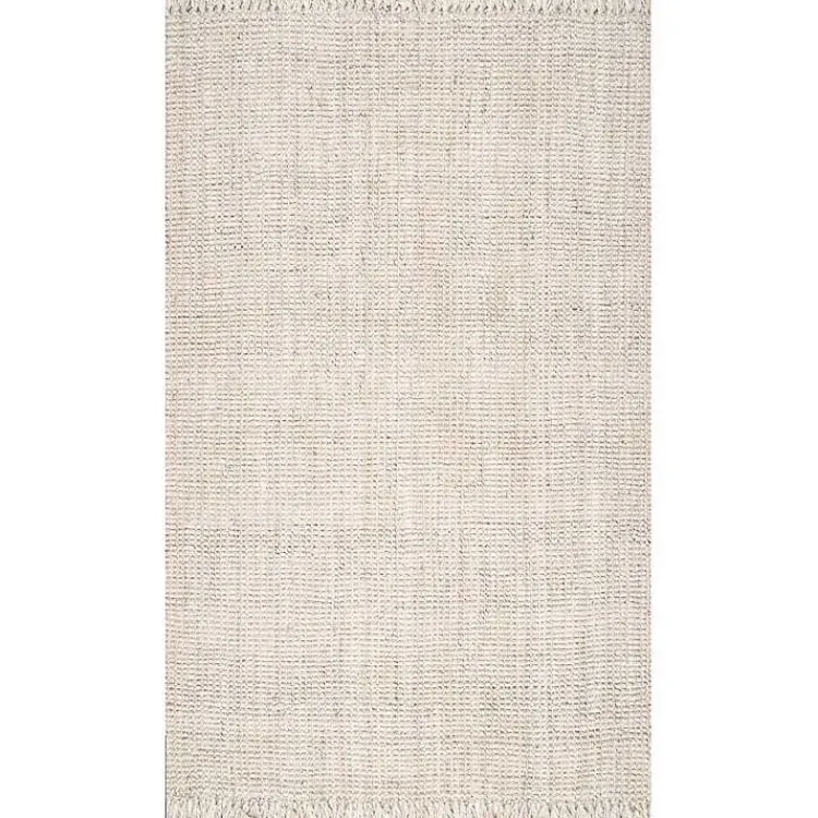 Area Rugs-Kirklands Home Cream Hand Woven Looped Jute Area Rug, 5x7 Ivory