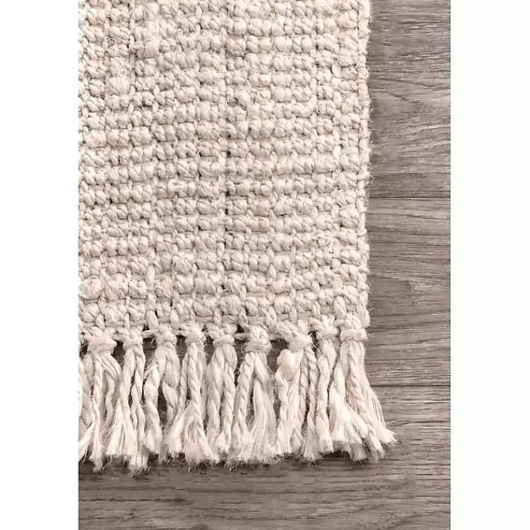 Area Rugs-Kirklands Home Cream Hand Woven Looped Jute Area Rug, 5x7 Ivory