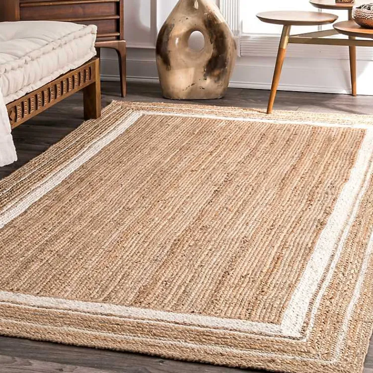 Area Rugs-Kirklands Home Natural Renwick Braided Border Area Rug, 5x8