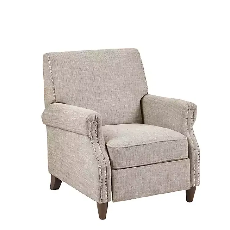 Accent Chairs-Kirklands Home Evanston Push-Back Sand Recliner Gray
