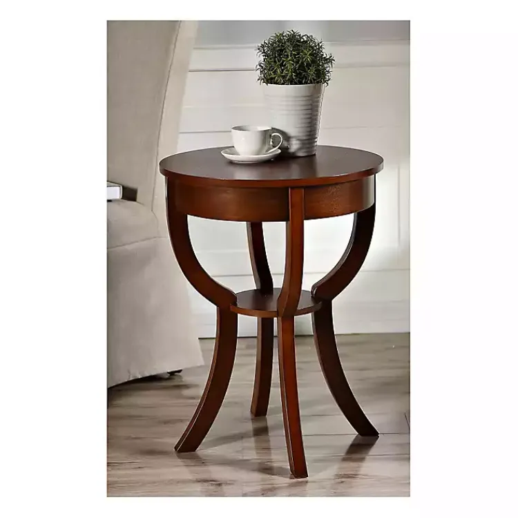 Accent & End Tables-Kirklands Home Leila Round Cherry Accent Table Brown