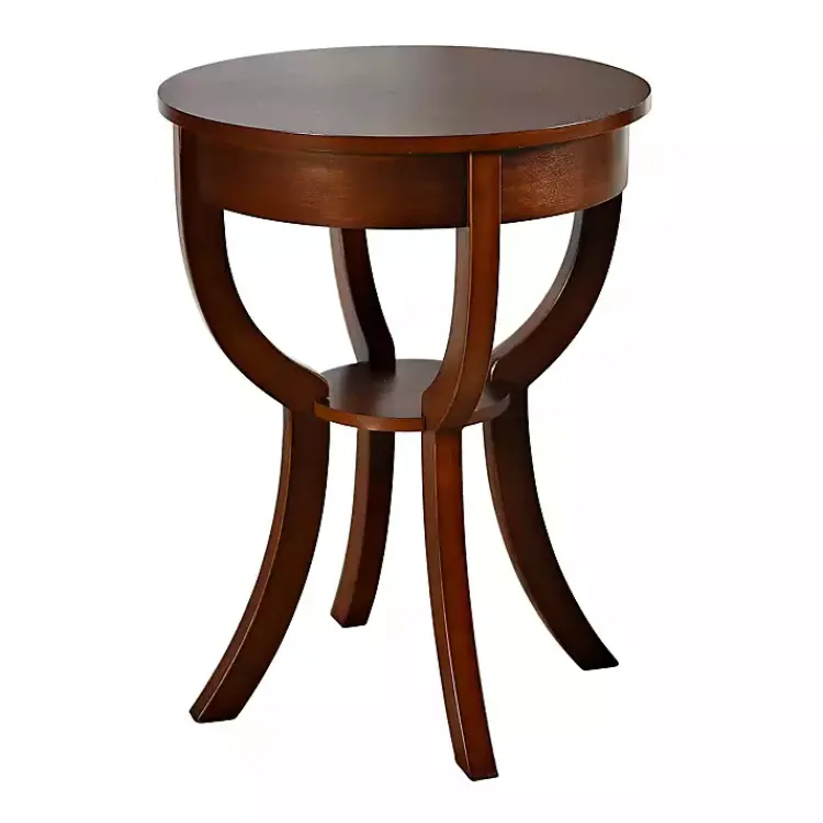 Accent & End Tables-Kirklands Home Leila Round Cherry Accent Table Brown