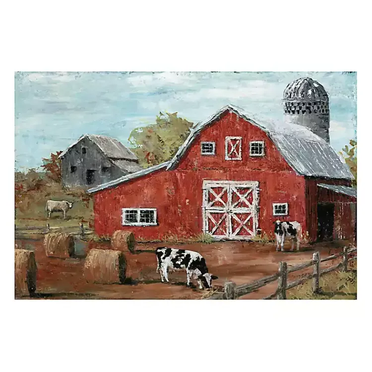 Canvas Art-Kirklands Home Red Country Barn Giclee Canvas Art Print Multi