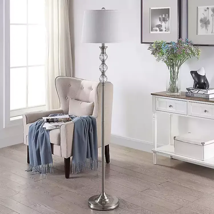 Floor Lamps-Kirklands Home Crystal Orb Stacked Floor Lamp White