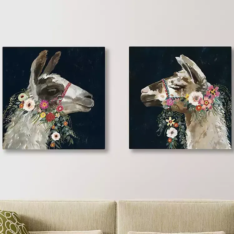 Canvas Art-Kirklands Home Lovely Llama Canvas Art Prints, Set of 2 Multi