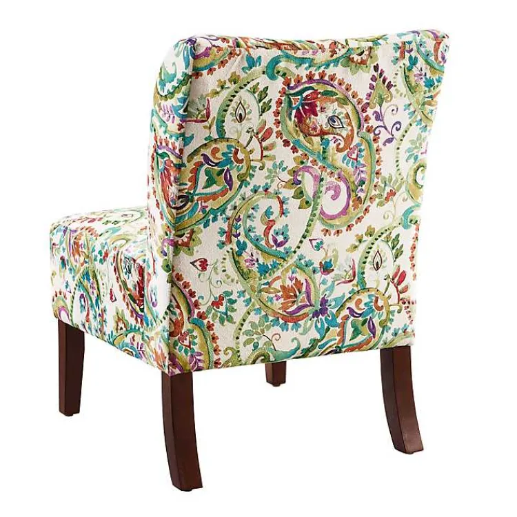 Accent Chairs-Kirklands Home Hailey Bright Paisley Curved Back Slipper Chair Multi