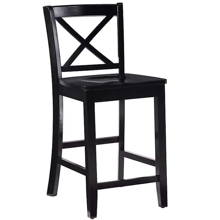 Bar Stools & Counter Height Stools-Kirklands Home Carter X-Back Counter Stool Black
