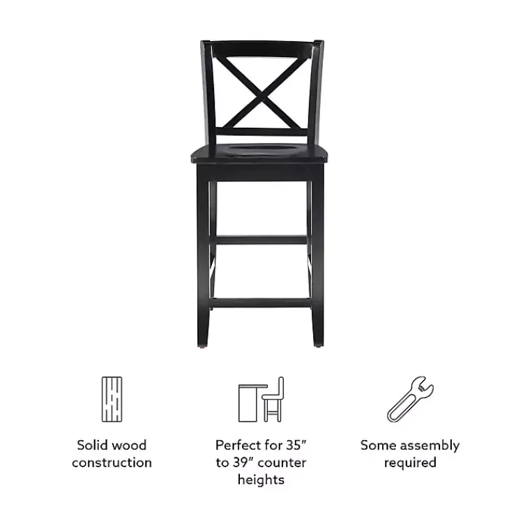 Bar Stools & Counter Height Stools-Kirklands Home Carter X-Back Counter Stool Black