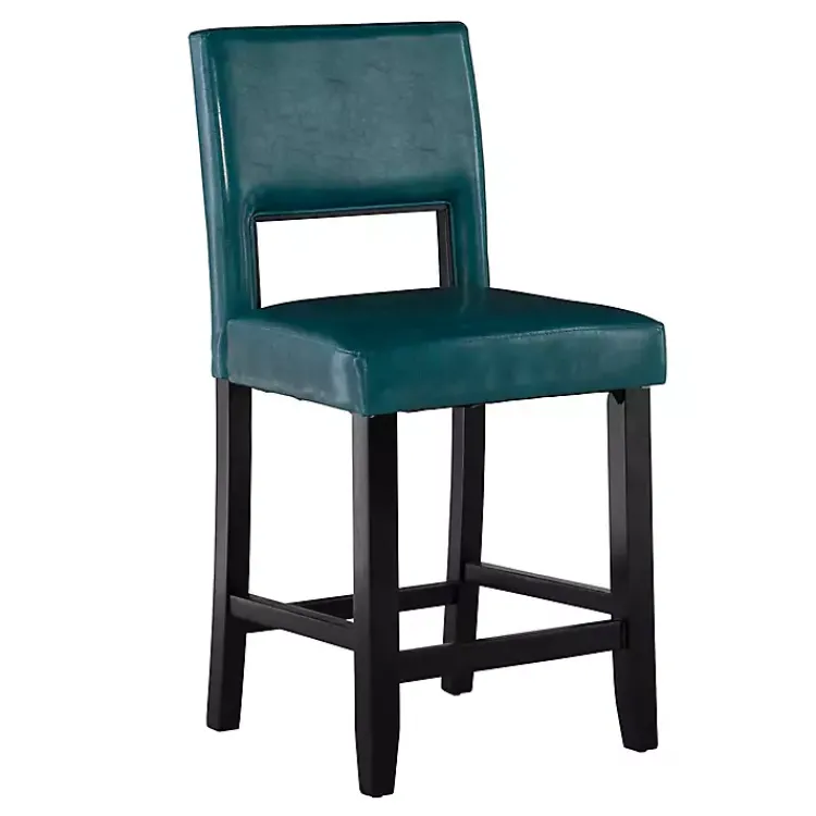 Bar Stools & Counter Height Stools-Kirklands Home Blakely Seat Counter Stool with Black Base Blue