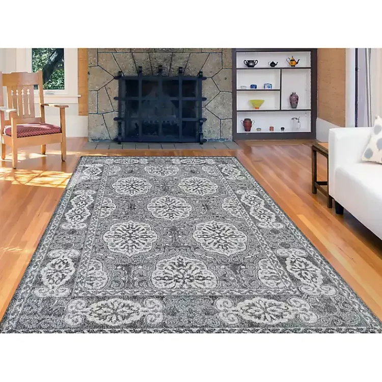 Area Rugs-Kirklands Home Gray and Blue Alex Area Rug, 5x7
