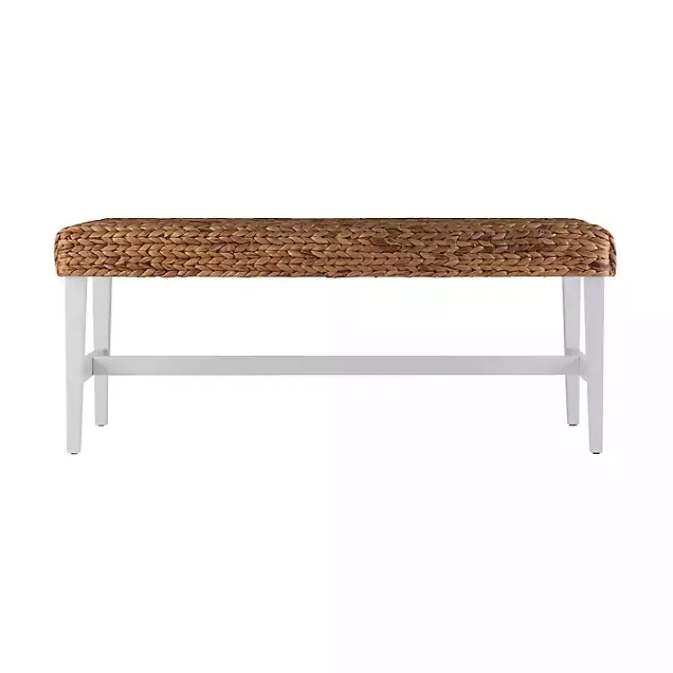 Benches & Ottomans-Kirklands Home Wiley Woven Hyacinth Bench with White Base