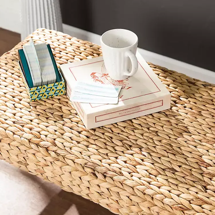 Benches & Ottomans-Kirklands Home Wiley Woven Hyacinth Bench with White Base