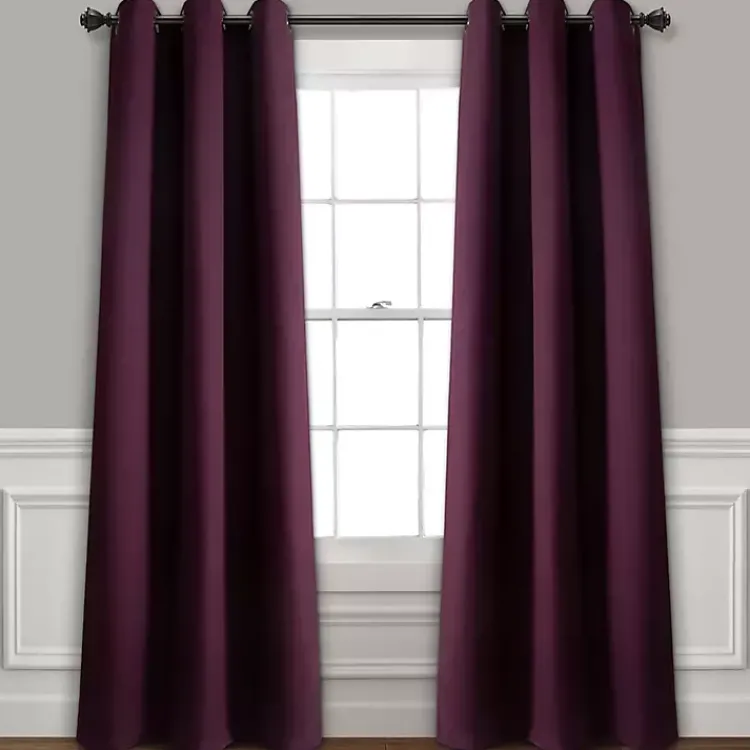 Curtains & Drapes-Kirklands Home Plum Absolute Blackout Curtain Panel Set, 84 in. Purple