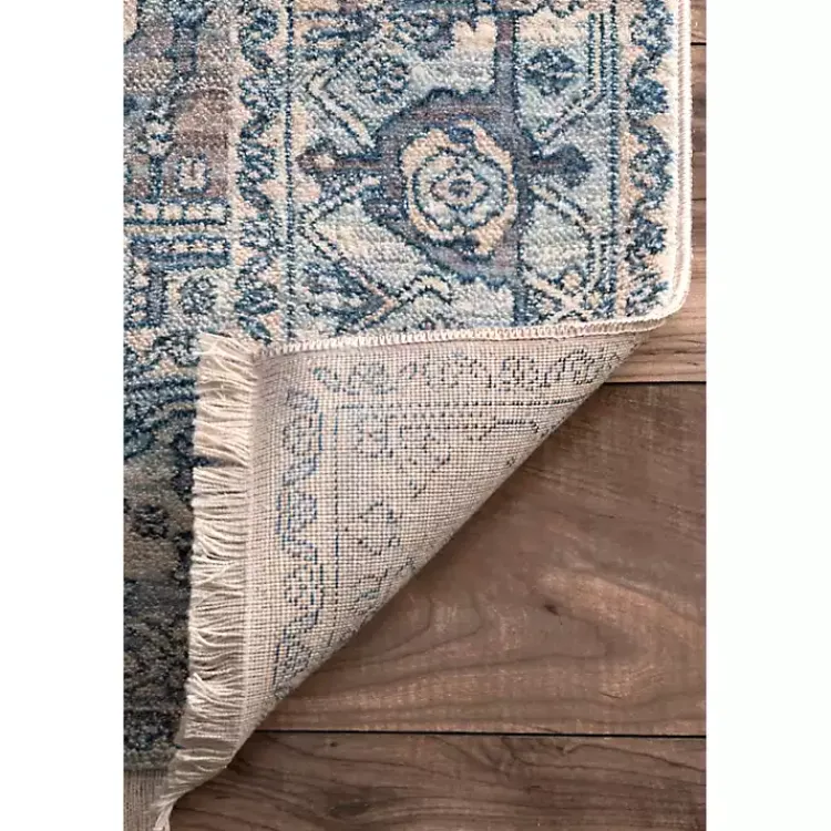 Area Rugs-Kirklands Home Blue Eli Medallion Fringe Area Rug, 5x8