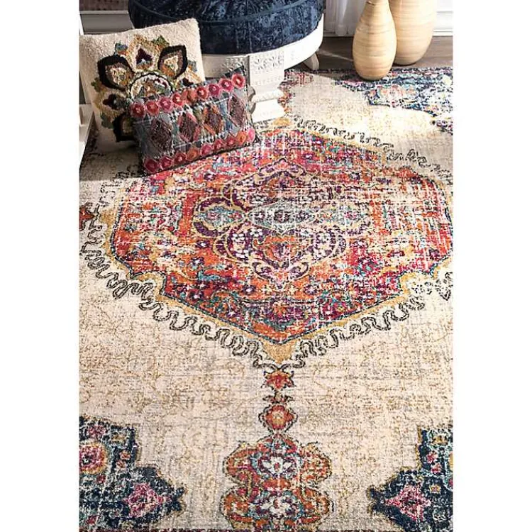 Area Rugs-Kirklands Home Mara Vintage Medallion Area Rug, 5x8 Multi
