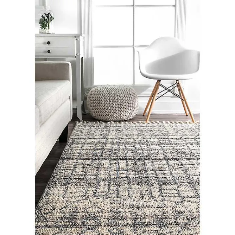 Area Rugs-Kirklands Home Moroccan Tassel Area Rug, 5x8 Gray