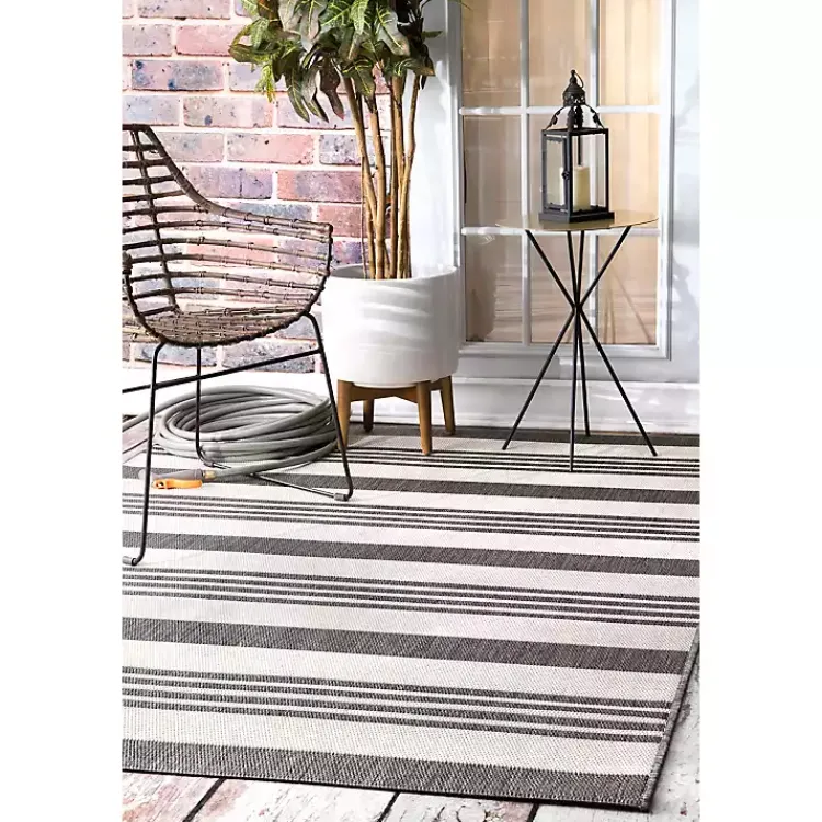 Outdoor Rugs-Kirklands Home Natural Robin Stripe Outdoor Rug, 5x7 Tan