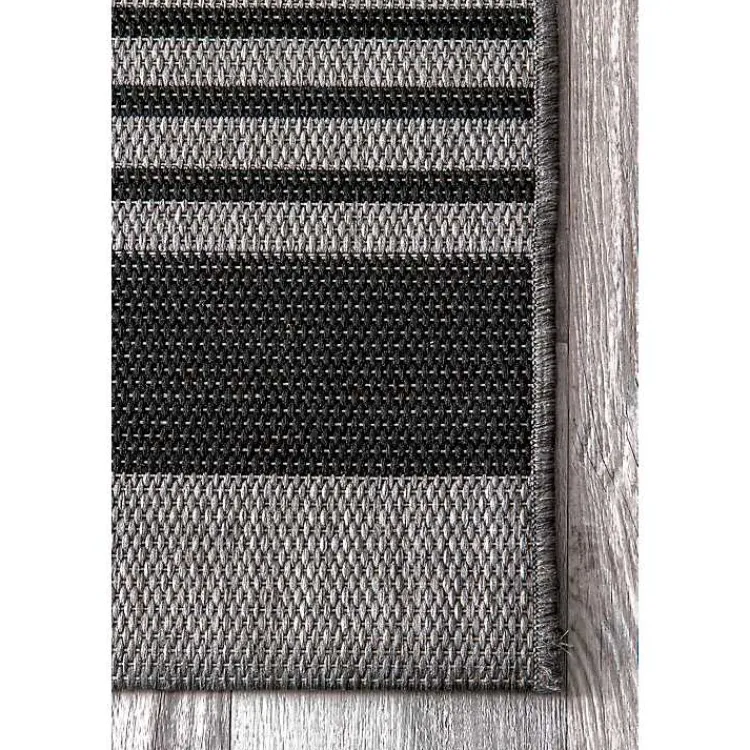 Outdoor Rugs-Kirklands Home Gray Robin Stripe Outdoor Rug, 5x8