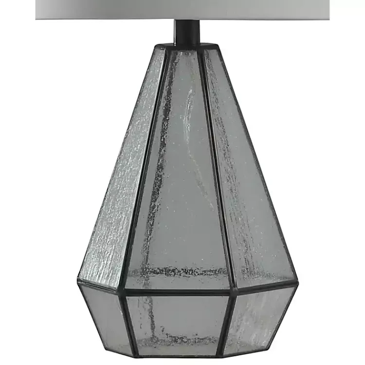Table Lamps-Kirklands Home Metal and Seeded Glass Cage Table Lamp White