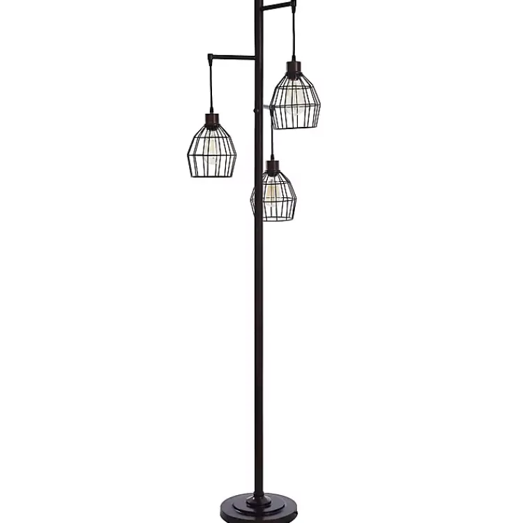 Floor Lamps-Kirklands Home Bronze Metal 3-Tier Floor Lamp Brown