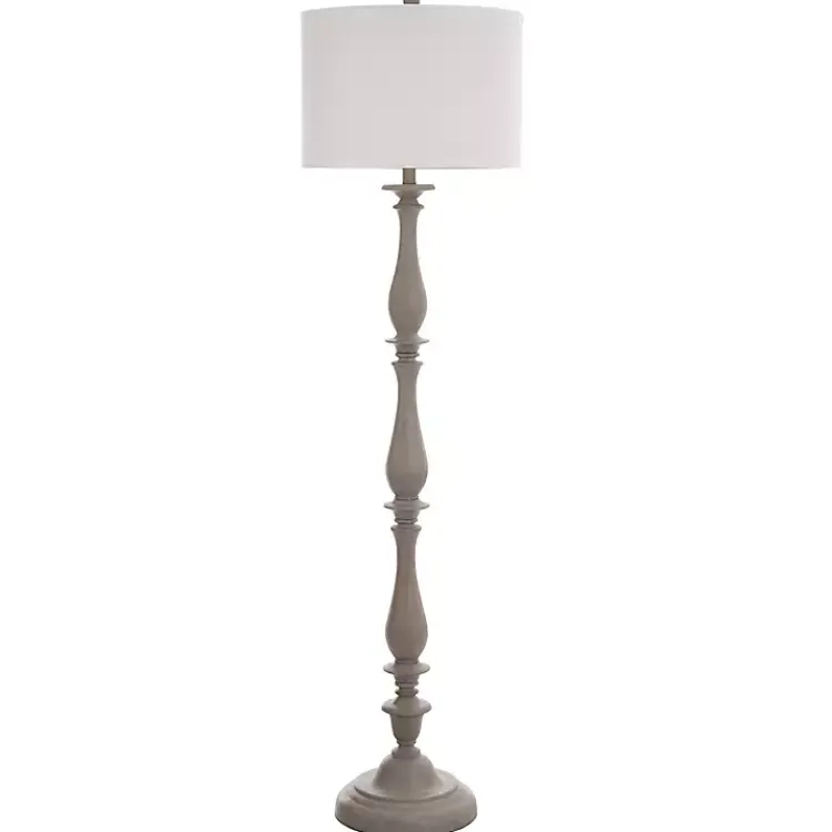 Floor Lamps-Kirklands Home Gray Traditional Spindle Floor Lamp White
