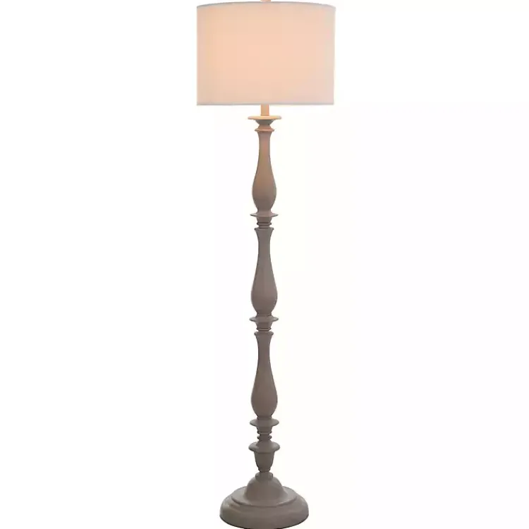 Floor Lamps-Kirklands Home Gray Traditional Spindle Floor Lamp White