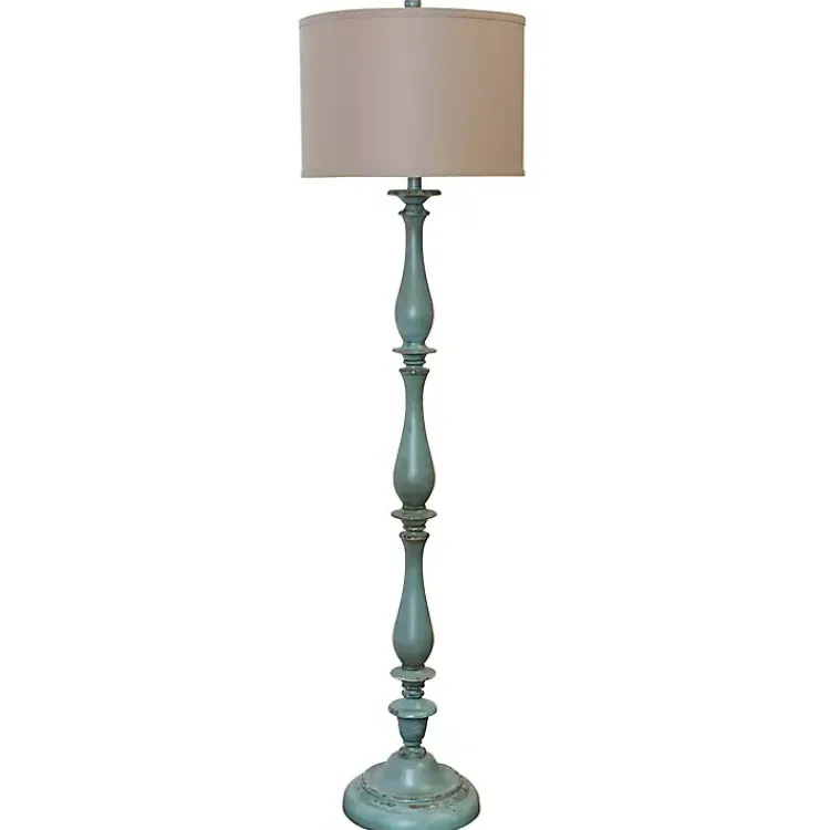 Floor Lamps-Kirklands Home Blue Traditional Avignon Floor Lamp Tan