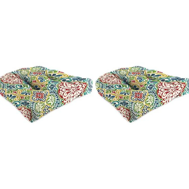Outdoor Cushions & Pillows-Kirklands Home Multi Fiorella Outdoor Wicker Cushions, Set of 2 Red