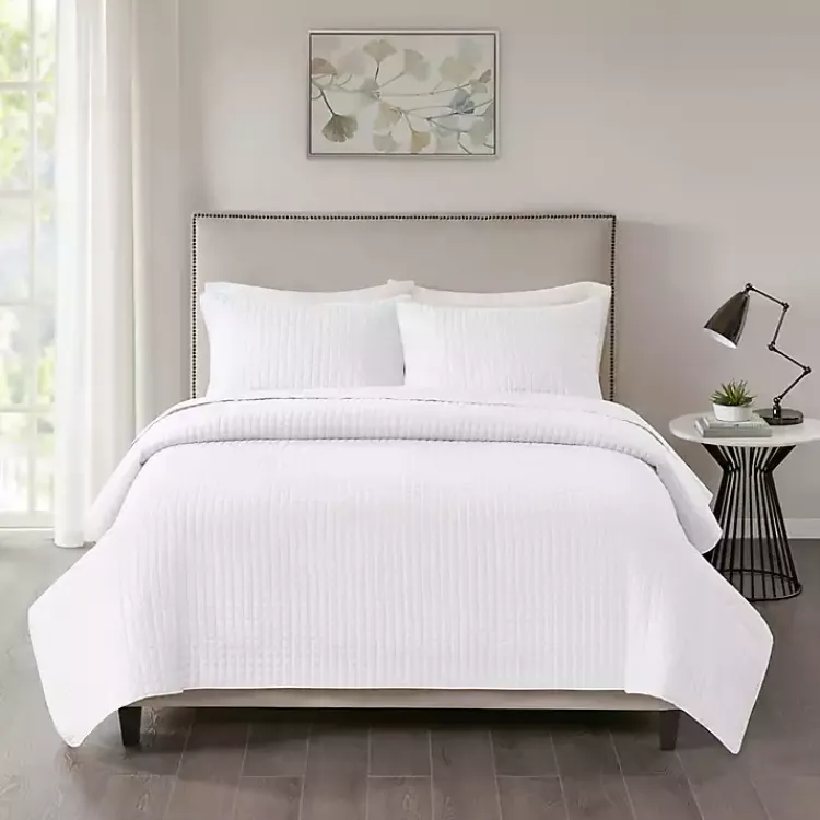 Bedspreads & Coverlets-Kirklands Home Nash 3-pc. Reversible Queen Coverlet Set White