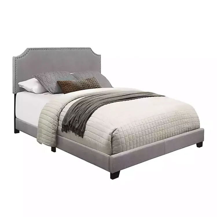 Beds & Headboards-Kirklands Home Upholstered Channing King Bed Gray
