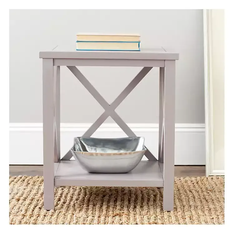 Accent & End Tables-Kirklands Home Candice Cross Back Accent Table Gray