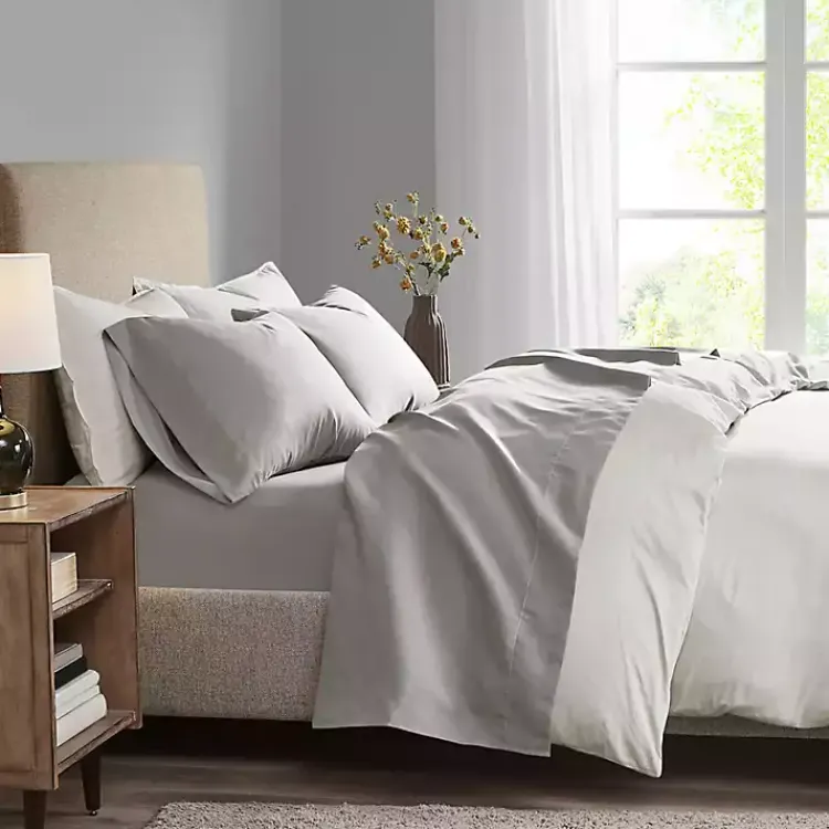 Bed Sheets-Kirklands Home All Season Moisture Wicking King Sheet Set Gray