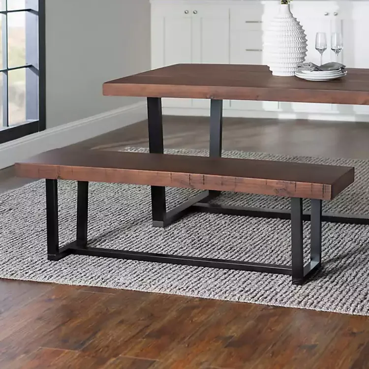 Dining Chairs-Kirklands Home Mahogany Solid Pine Two-Tone Dining Bench Brown