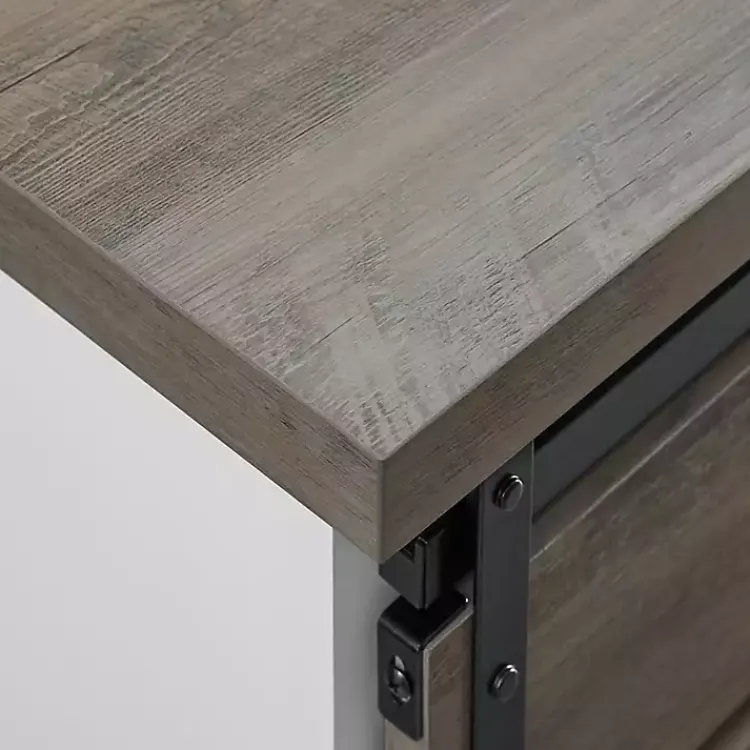 Cabinets & Sideboards-Kirklands Home Slatted Sliding Barn Door White and Cabinet Gray