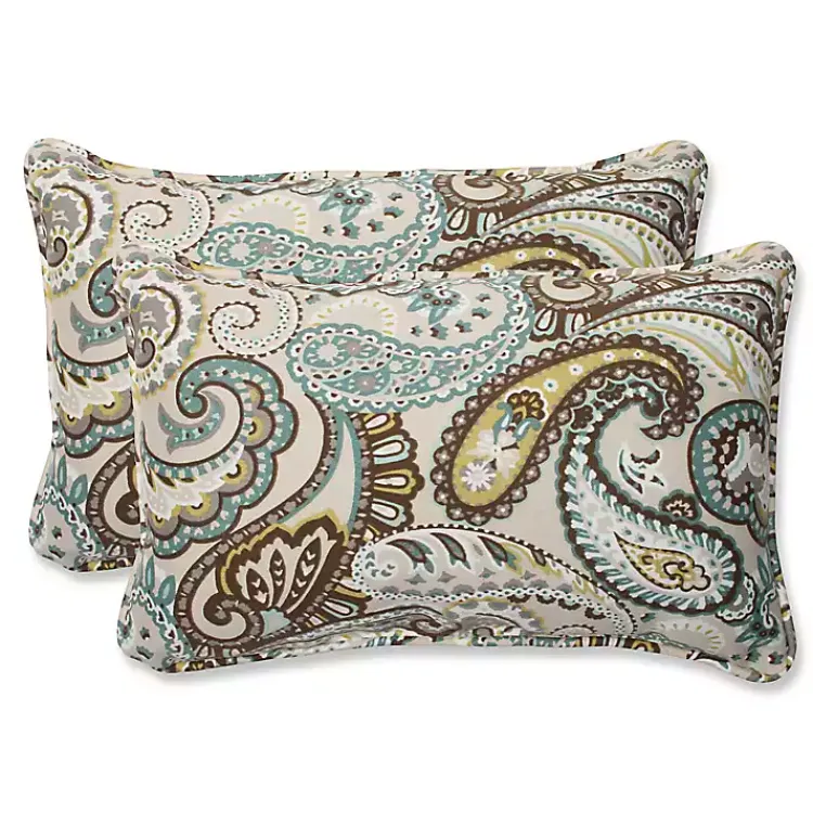 Outdoor Cushions & Pillows-Kirklands Home Paisley Quartz Rectangle Outdoor Pillows, Set of 2
