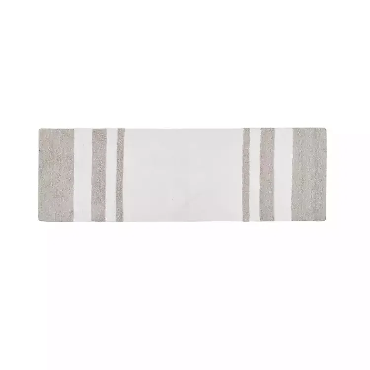 Bathroom Rugs-Kirklands Home Brown Stripe Reversible Bath Runner