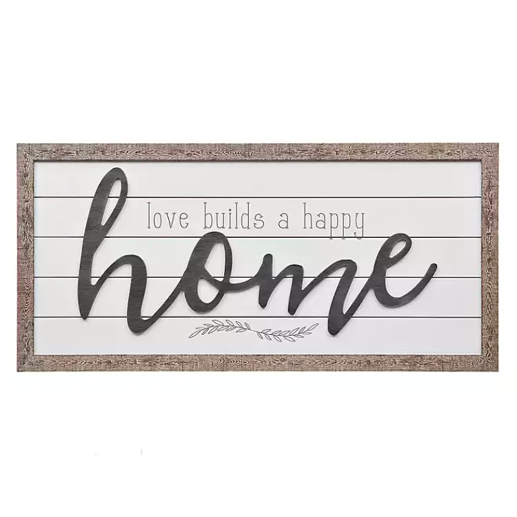 Wall Quotes & Signs-Kirklands Home Love Builds a Happy Home Printed Wall Art Gray