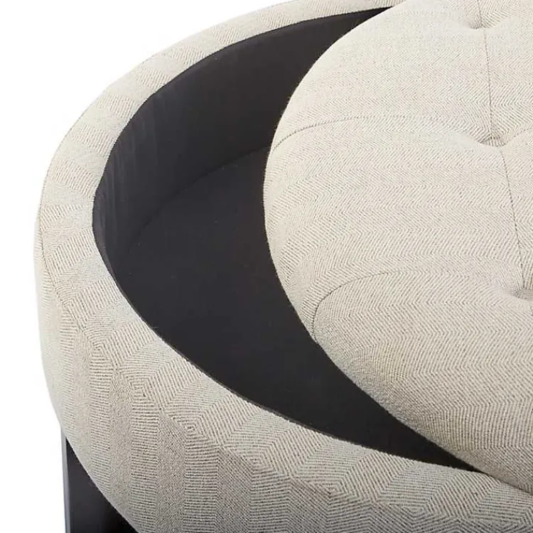 Benches & Ottomans-Kirklands Home Cream Button Tufted Storage Ottoman Ivory