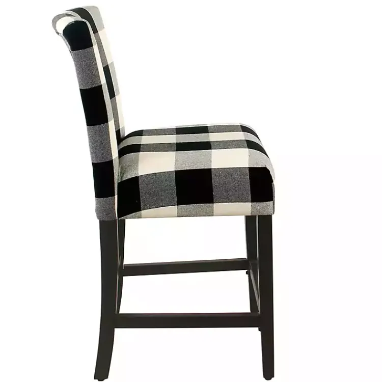 Bar Stools & Counter Height Stools-Kirklands Home Black and White Buffalo Check Counter Stool